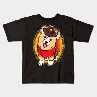 Corgboy Funny Corgi Dog Cowboy Kids T-Shirt